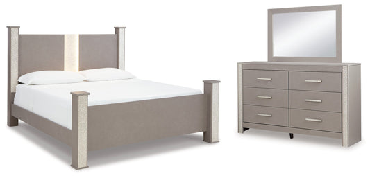 Surancha King Poster Bedroom Set with Dresser and Mirror