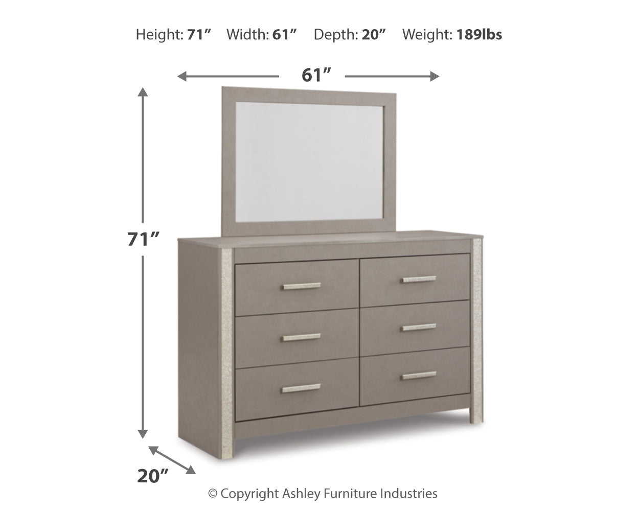 Surancha Gray Queen Panel Bedroom Set with Dresser, Mirror and Nightstand