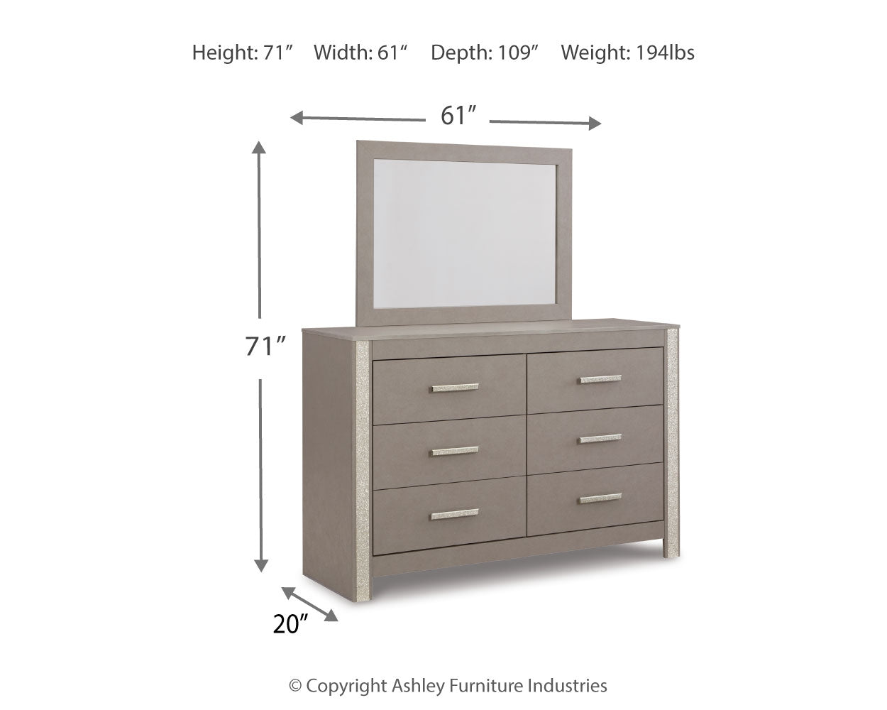 Surancha Gray Queen Poster Bedroom Set with Dresser, Mirror and 2 Nightstands