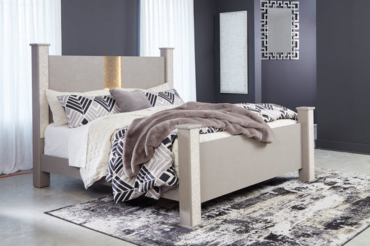 Surancha Gray King Poster Bed