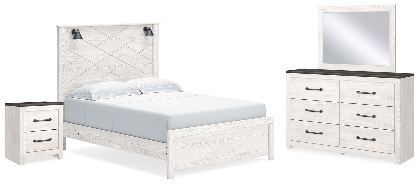 Gerridan White/Gray Queen Panel Bedroom Set with Dresser, Mirror, and Nightstand