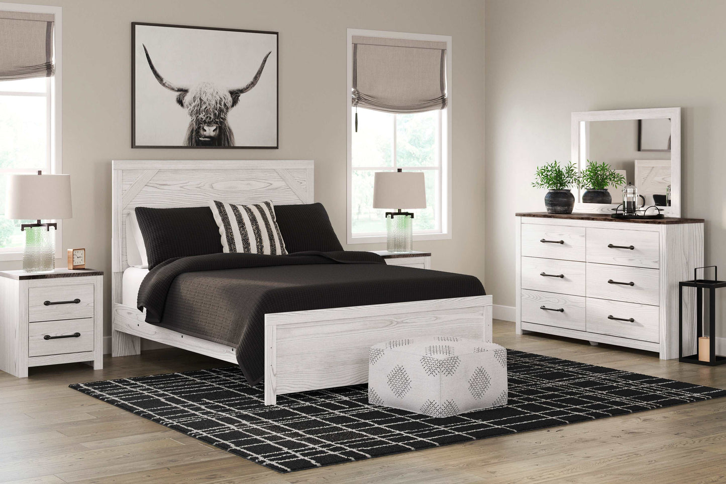 Gerridan White & Gray Bedroom Set / 4pc