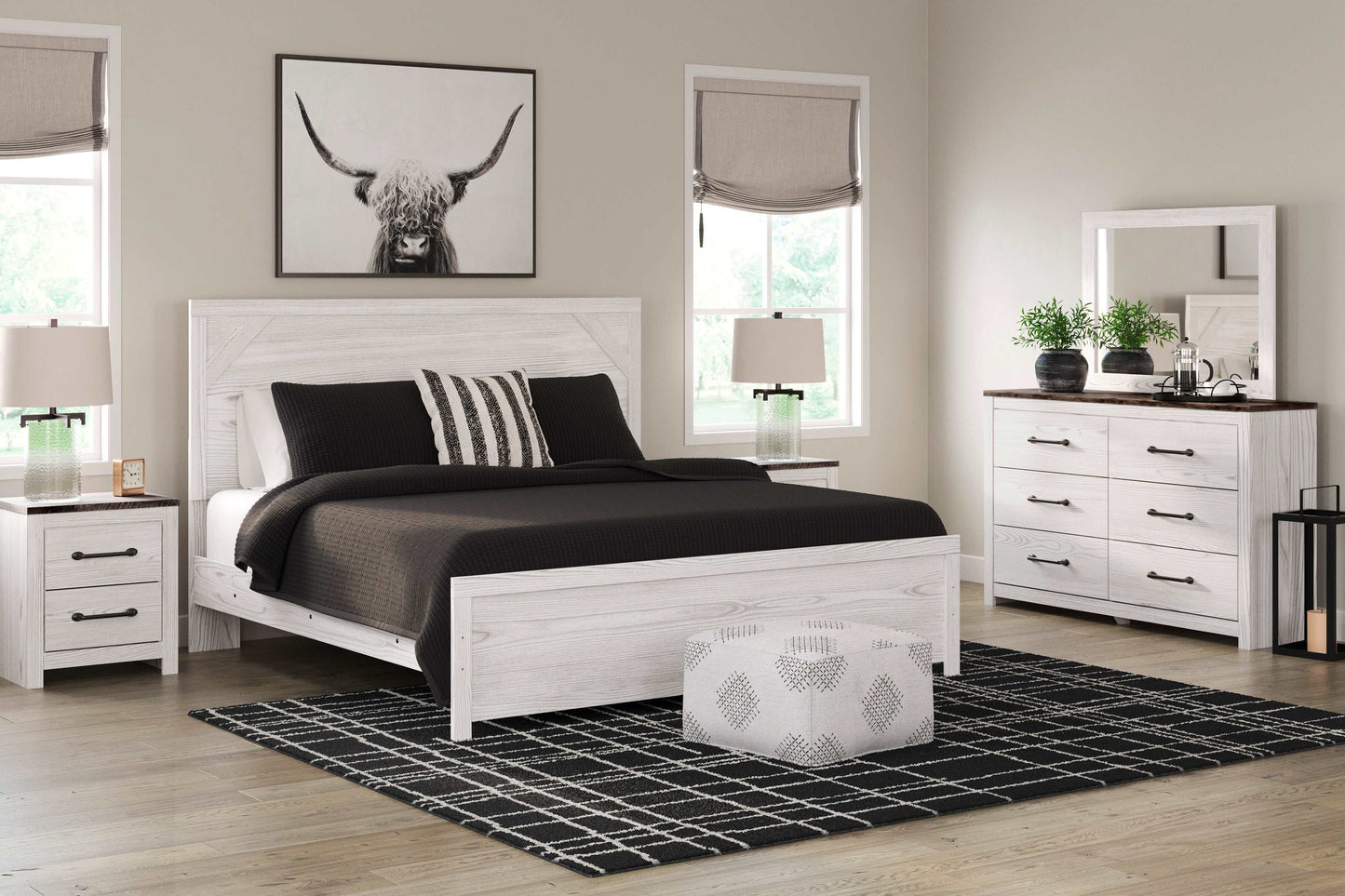 Gerridan White & Gray Bedroom Set / 4pc