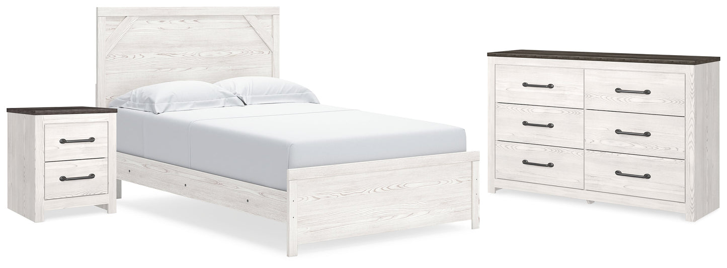 Gerridan White/Gray Queen Panel Bedroom Set with Dresser and Nightstand