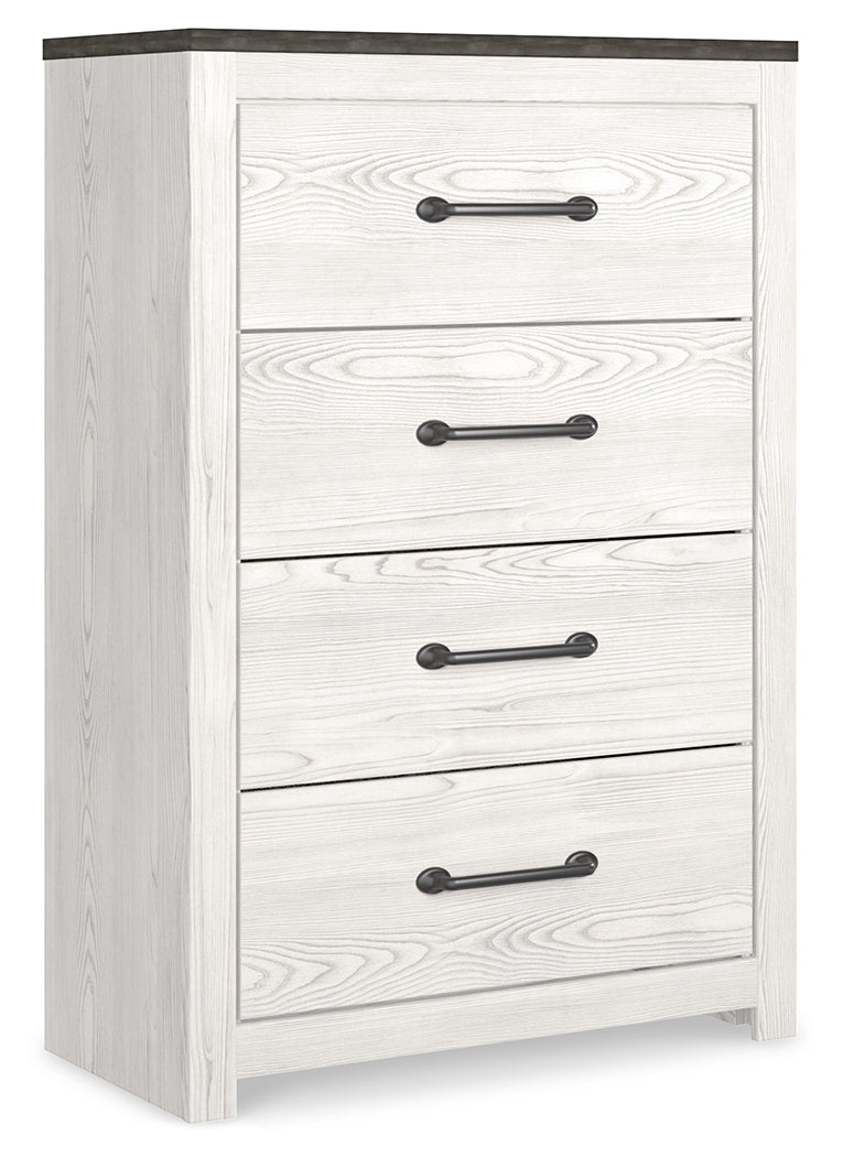 Gerridan White/Gray King Panel Bedroom Set with Dresser, Mirror, Chest and 2 Nightstands