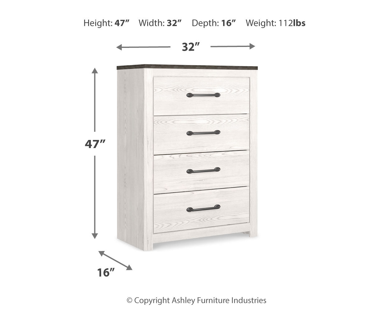 Gerridan White/Gray King Panel Bedroom Set with Chest and 2 Nightstands