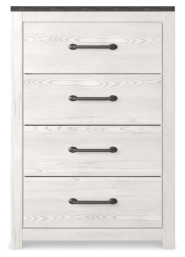 Gerridan White/Gray King Panel Bedroom Set with Dresser, Mirror, Chest and 2 Nightstands