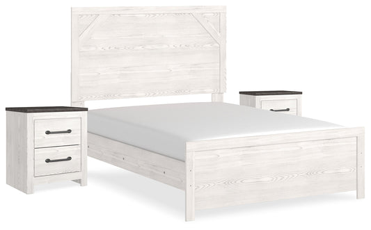 Gerridan White/Gray Full Panel Bedroom Set with 2 Nightstands