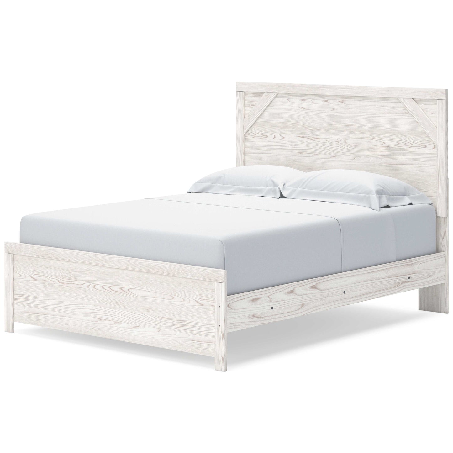 Gerridan White & Gray Queen Panel Bed Frame