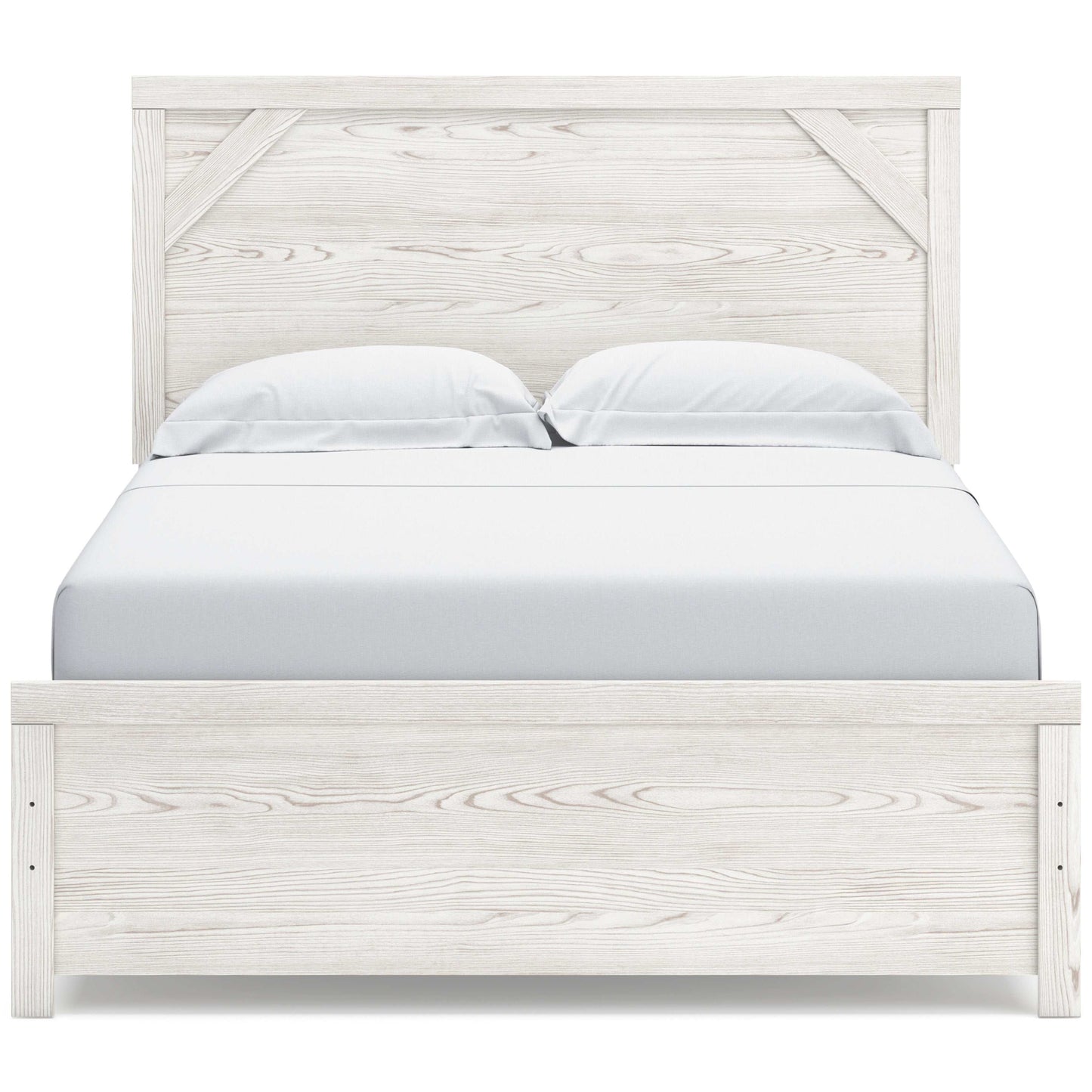 Gerridan White & Gray Queen Panel Bed Frame