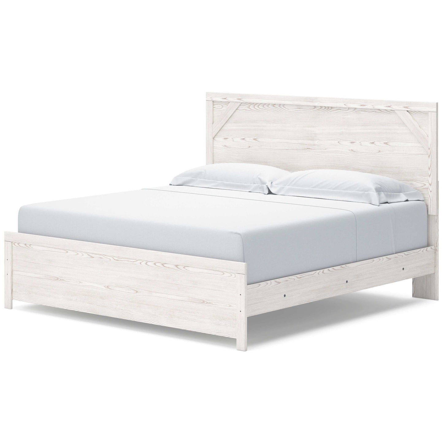 Gerridan White & Gray King Panel Bed Frame