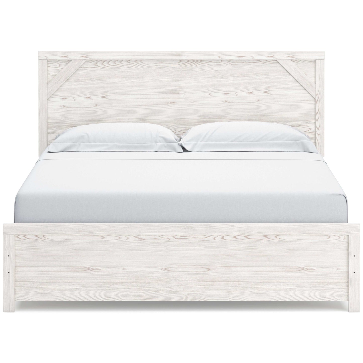 Gerridan White & Gray King Panel Bed Frame