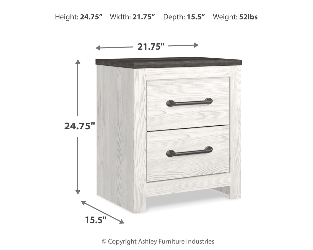 Gerridan White/Gray King Panel Bedroom Set with Chest and 2 Nightstands