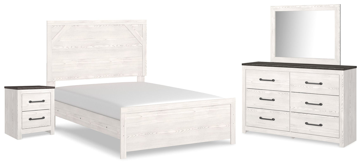 Senniberg Brown/White Full Panel Bedroom Set with Dresser, Mirror and Nightstand