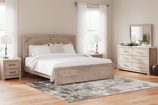 Senniberg Brown/White King Panel Bedroom Set with Dresser, Mirror, and Nightstand