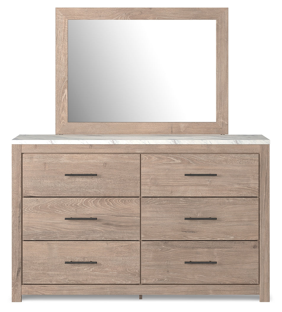 Senniberg Brown/White Full Panel Bedroom Set with Dresser, Mirror and Nightstand