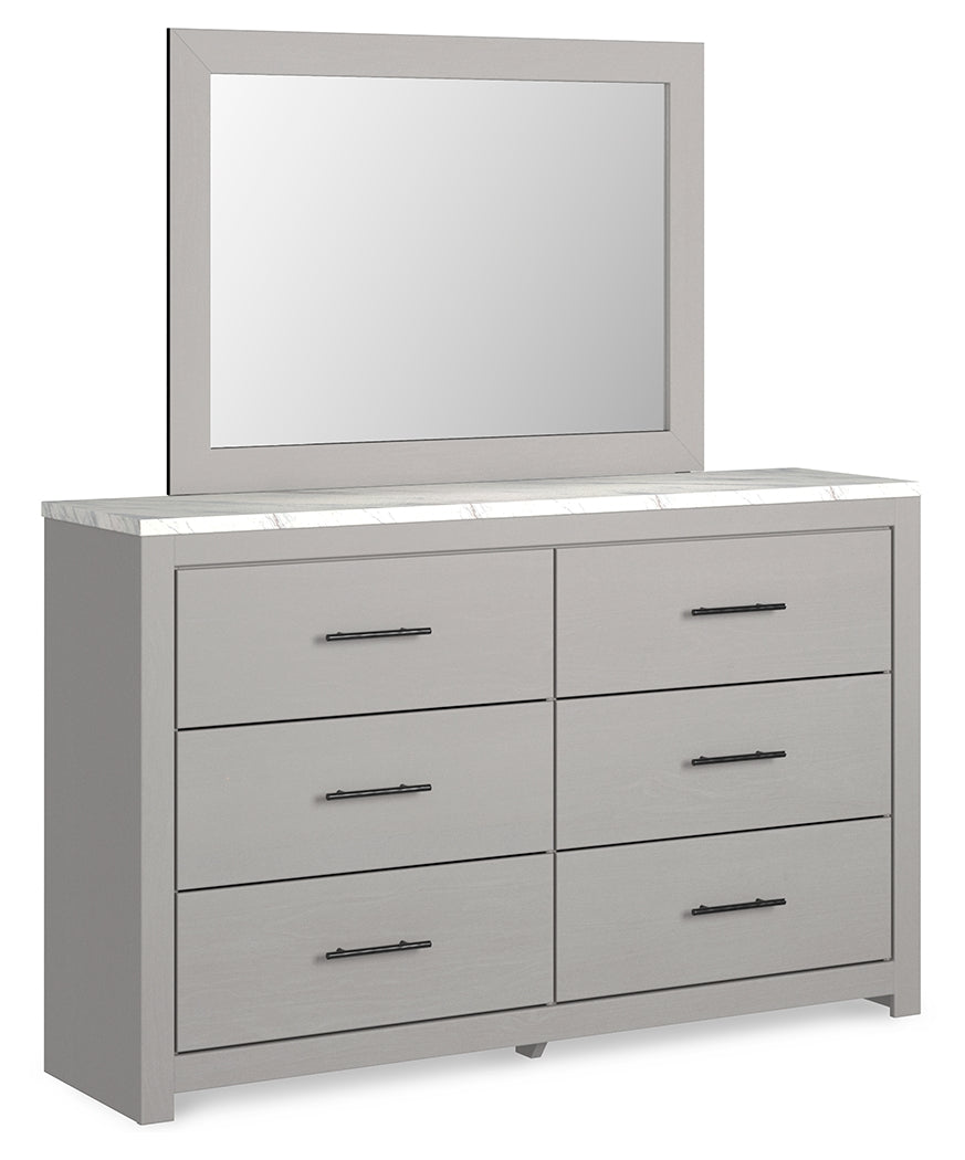 Cottonburg Light Gray/White Queen Panel Bedroom Set with Dresser, Mirror, and Nightstand