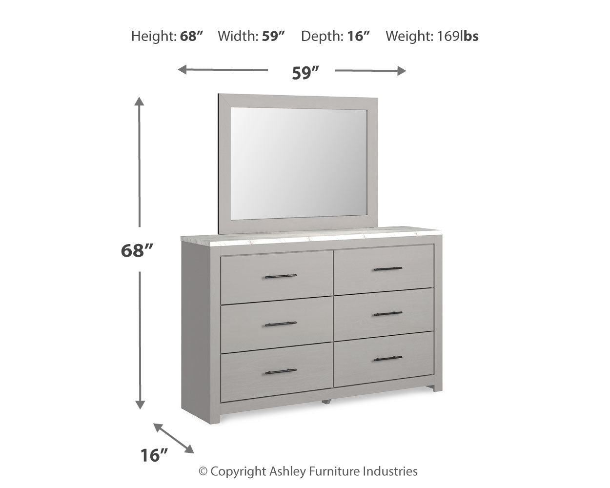 Cottonburg Light Gray/White King Panel Bedroom Set with Dresser, Mirror and Nightstand