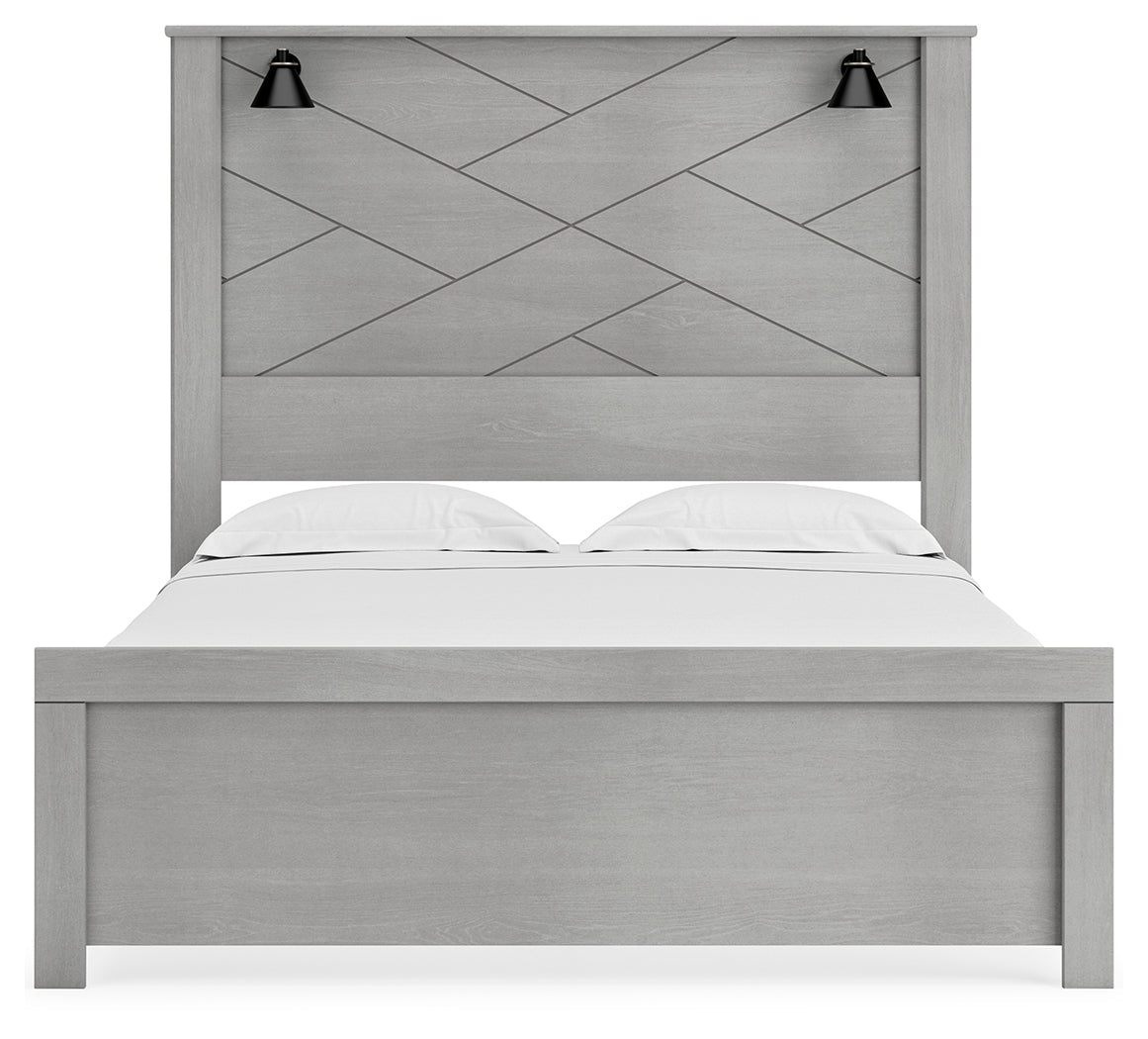 Cottonburg Light Gray/White Queen Panel Bedroom Set with Dresser, Mirror, and Nightstand