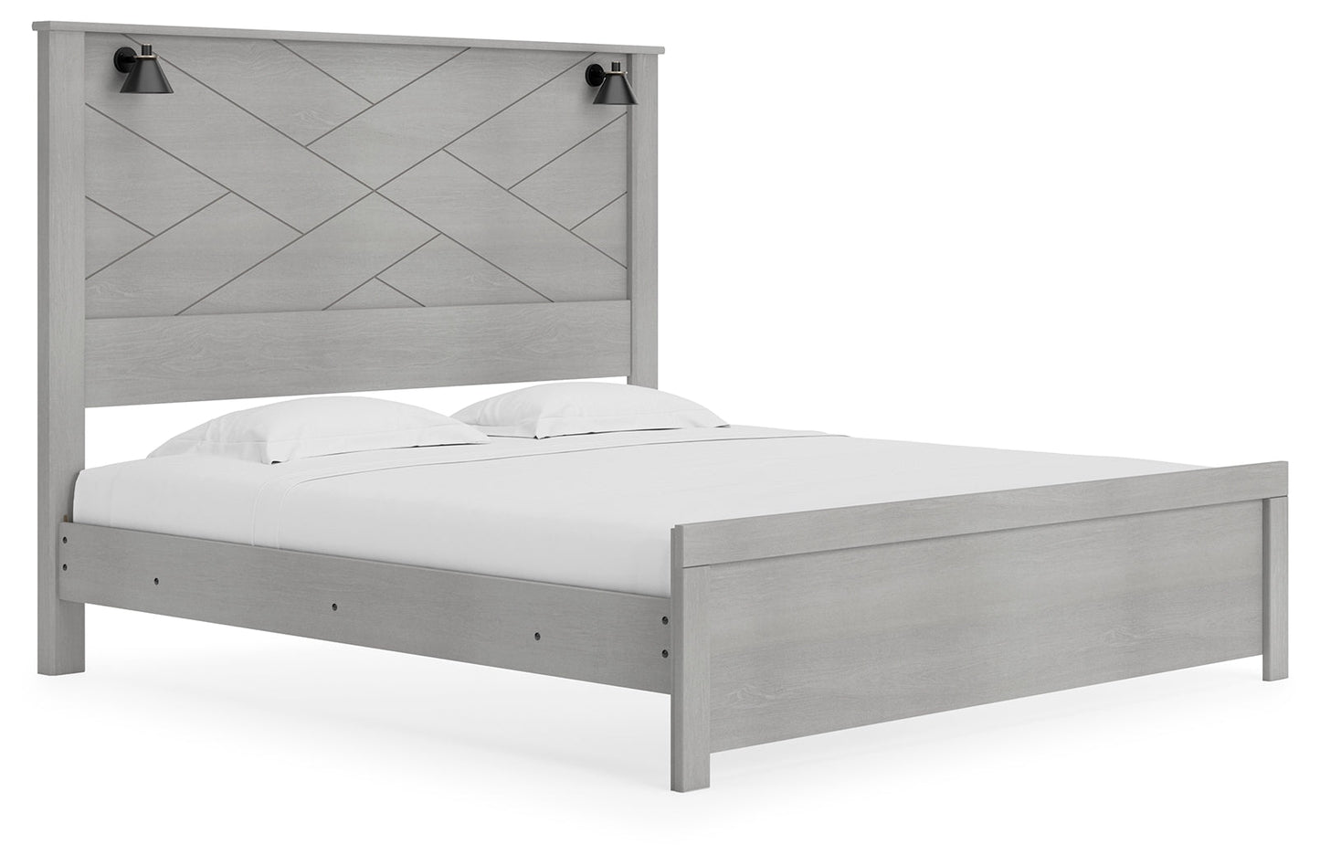 Cottonburg Light Gray/White King Panel Bedroom Set with Dresser, Mirror, and Nightstand