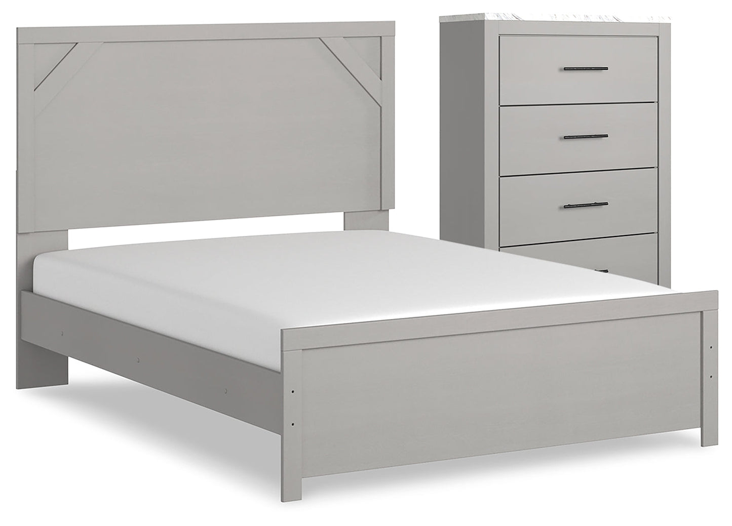 Cottonburg Light Gray/White Queen Panel Bedroom Set with Chest