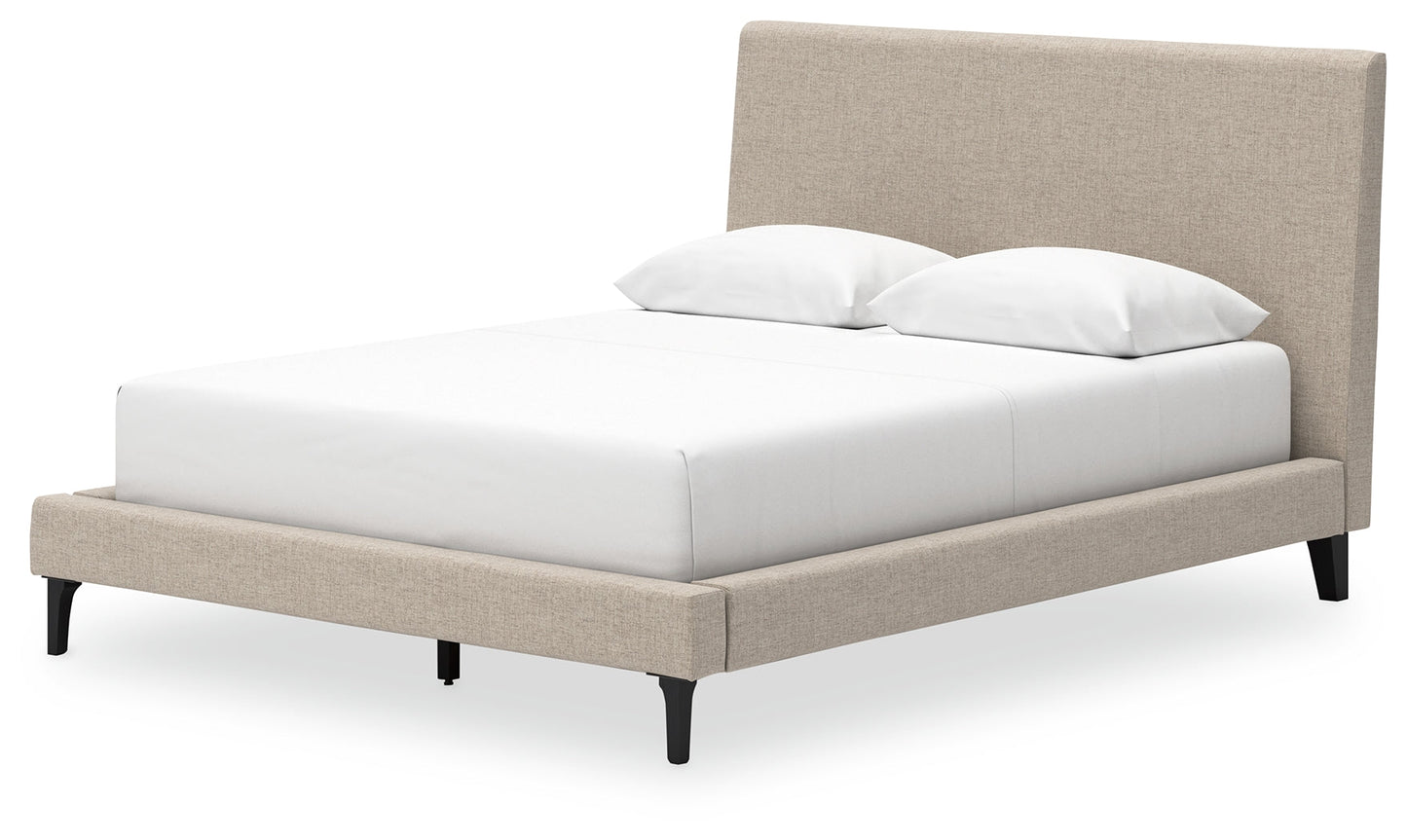 Cielden Gray Queen Upholstered Bed with Roll Slats