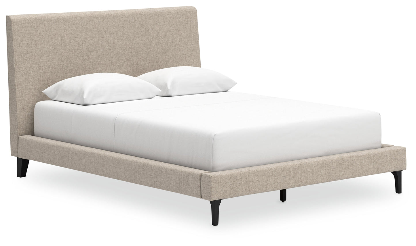 Cielden Gray Queen Upholstered Bed with Roll Slats