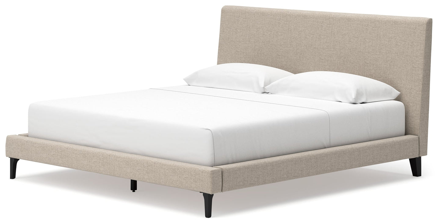 Cielden Gray King Upholstered Bed with Roll Slats