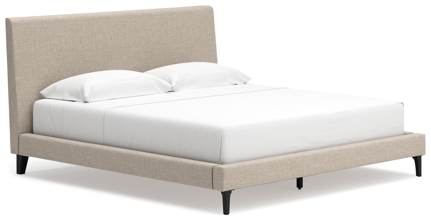 Cielden Gray King Upholstered Bed with Roll Slats