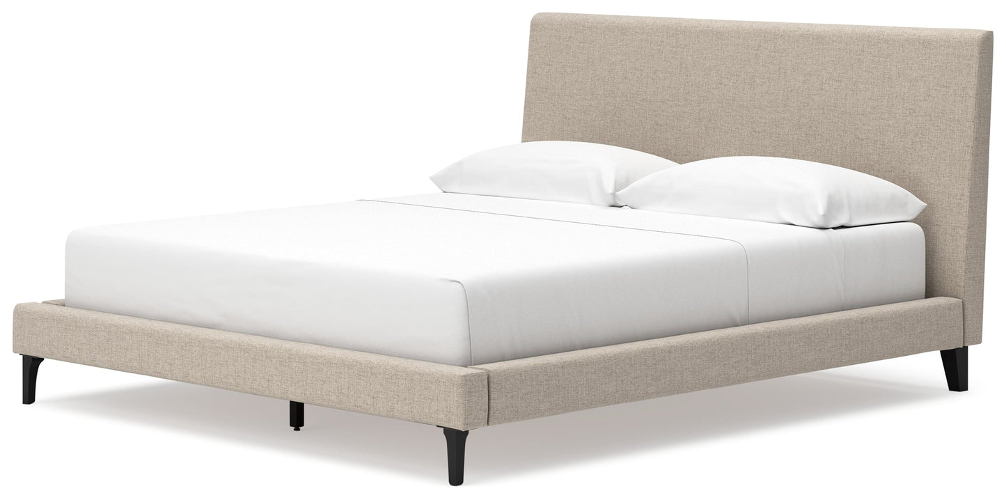 Cielden Gray California King Upholstered Bed with Roll Slats