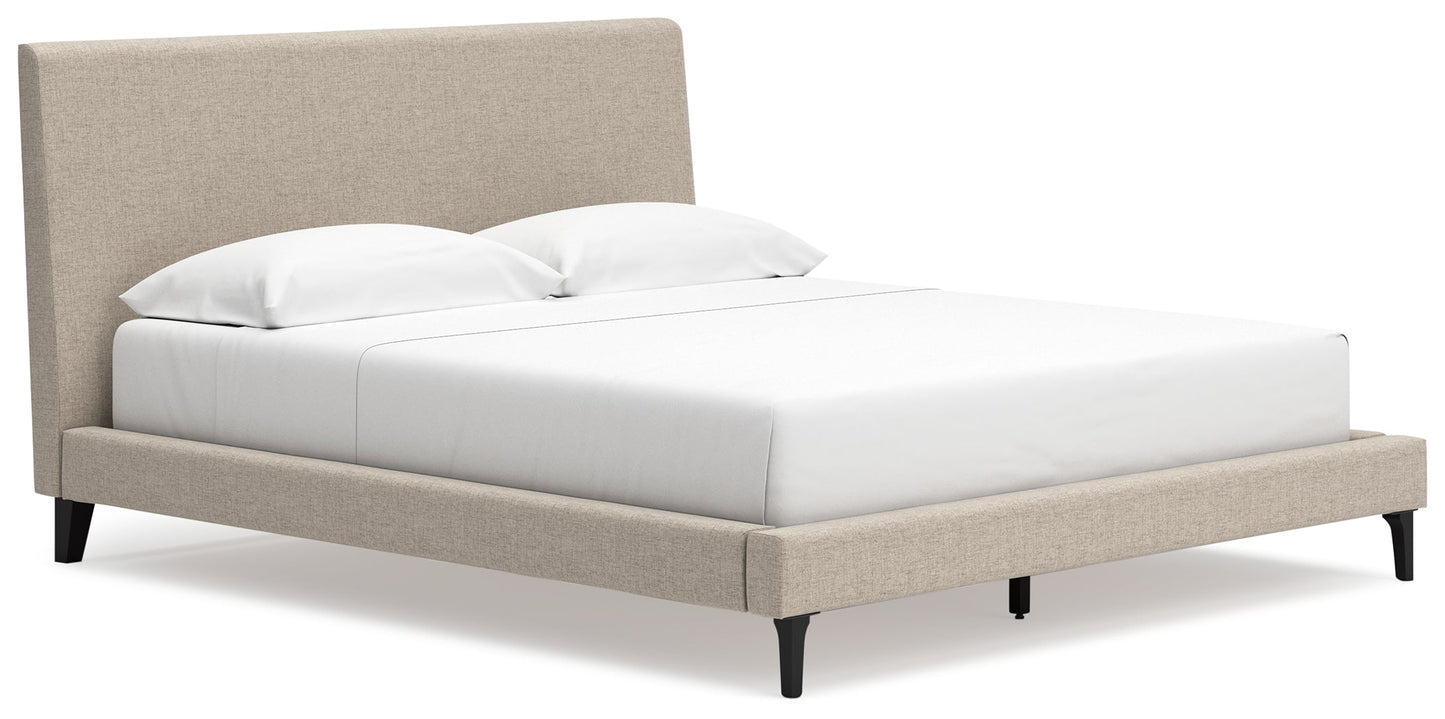 Cielden Gray California King Upholstered Bed with Roll Slats