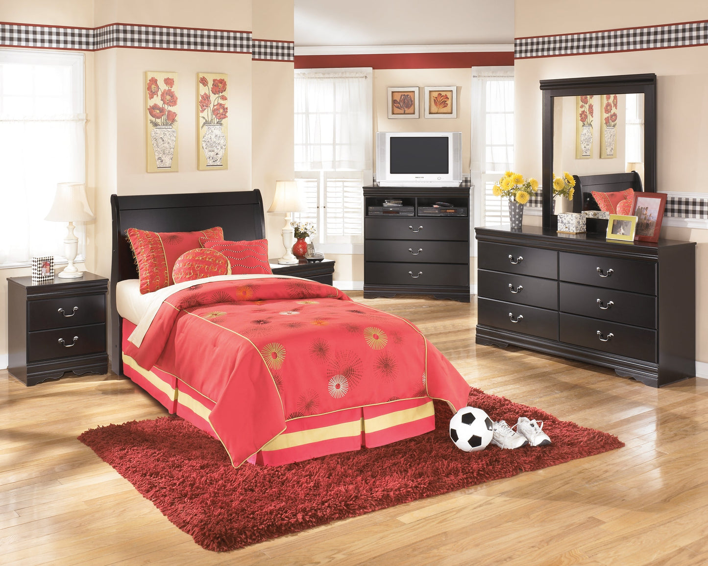 Huey Vineyard Black Twin Sleigh Headboard
