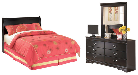 Huey Vineyard Full Sleigh Headboard, Dresser and Mirror