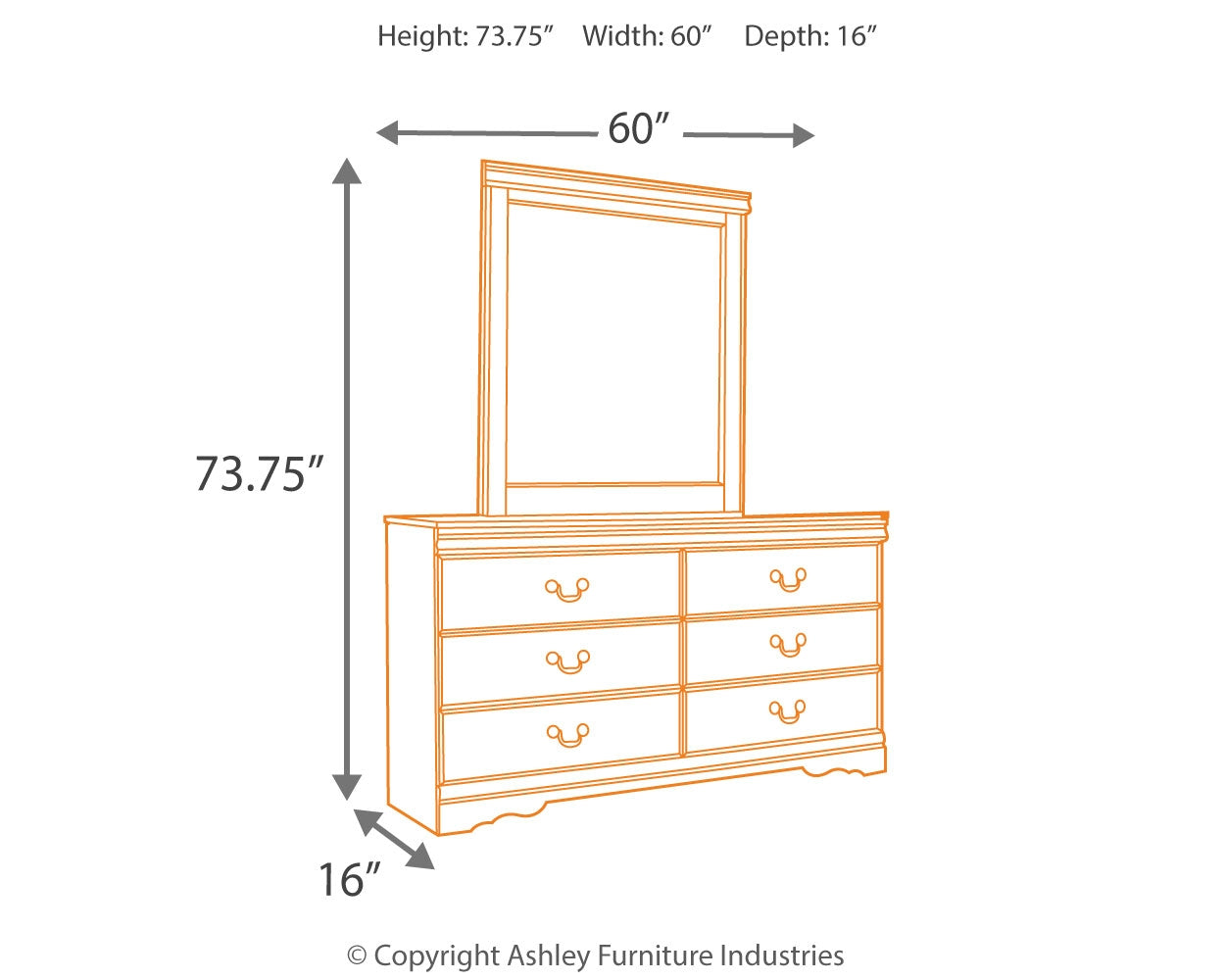 Huey Vineyard Twin Sleigh Headboard, Dresser and Mirror