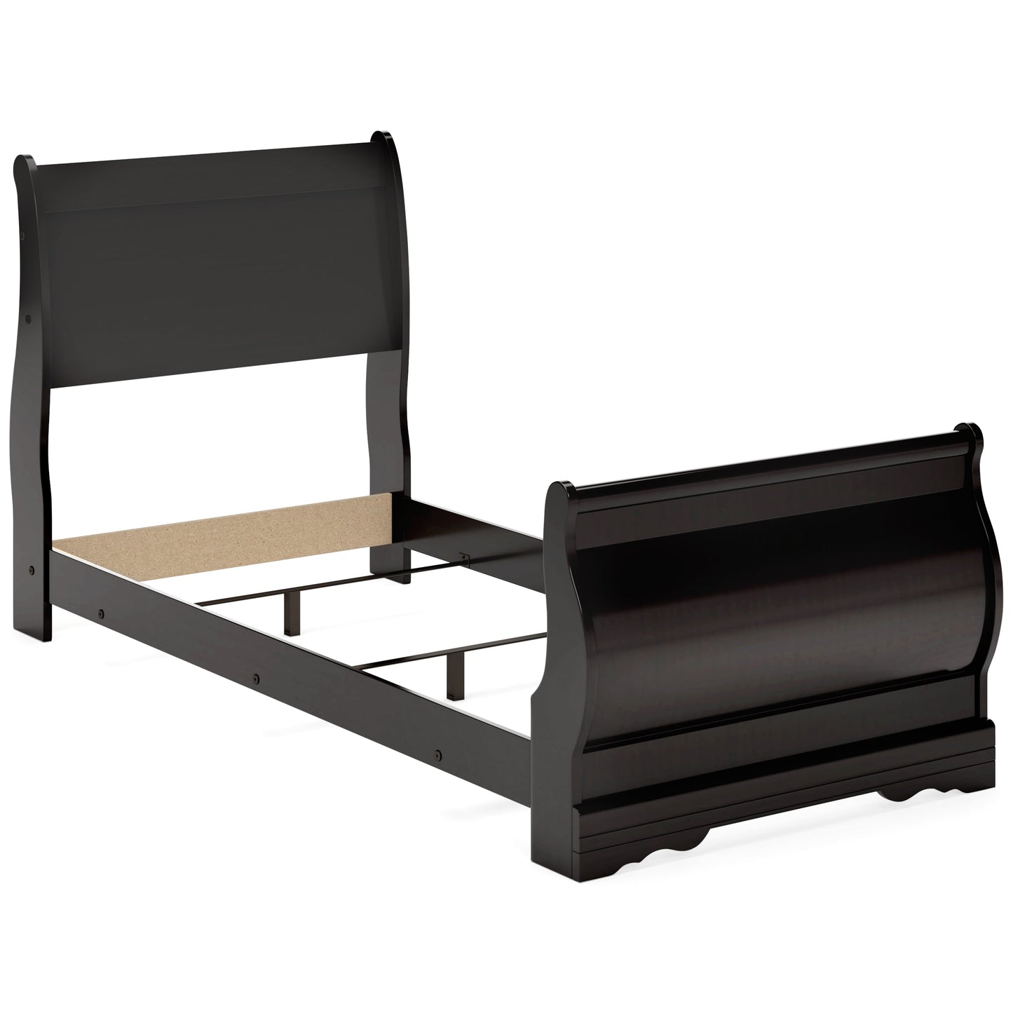 Huey Vineyard Black Twin Sleigh Bedroom Set with Nightstand