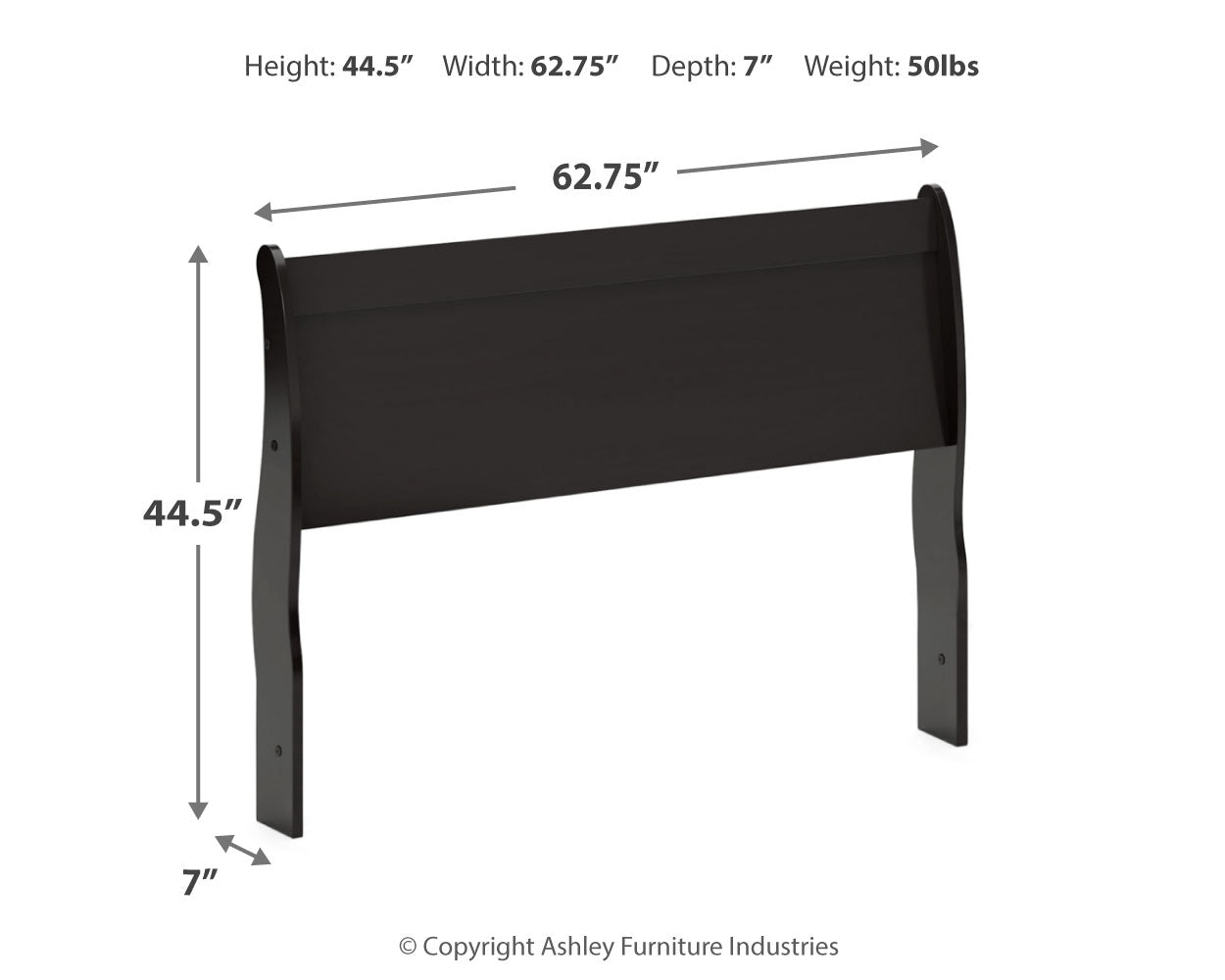 Huey Vineyard Black Queen Sleigh Headboard, Dresser, Mirror and Nightstand