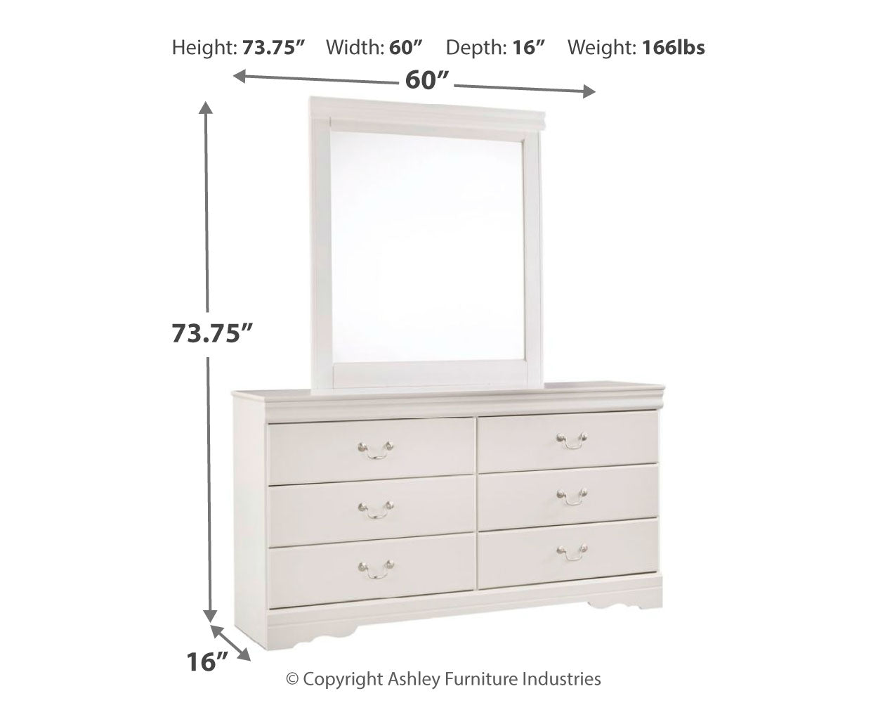 Anarasia White Twin Sleigh Bedroom Set with Dresser, Mirror and Nightstand