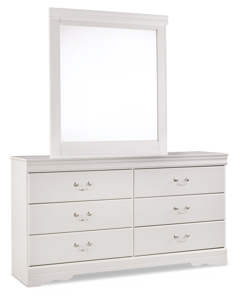 Anarasia White Twin Sleigh Bedroom Set with Dresser, Mirror and Nightstand