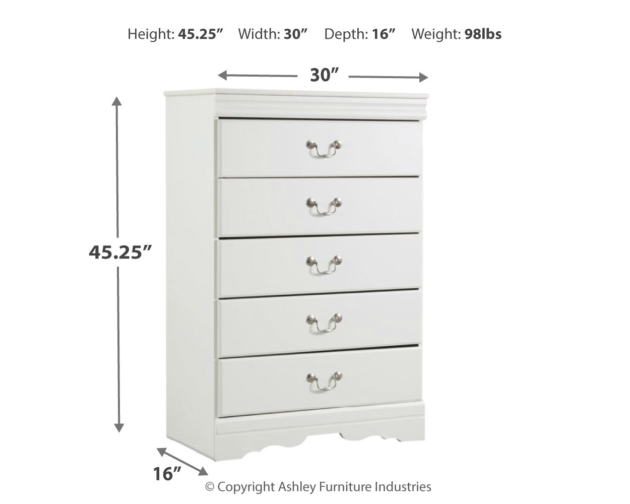 Anarasia White Twin Sleigh Bedroom Set with Chest