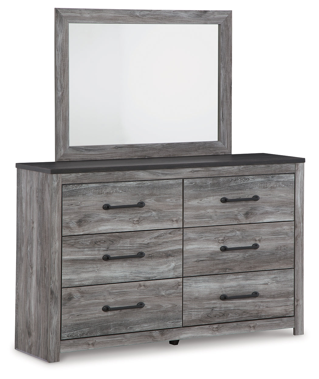 Bronyan Dark Gray Queen Panel Bedroom Set with Dresser, Mirror and Nightstand