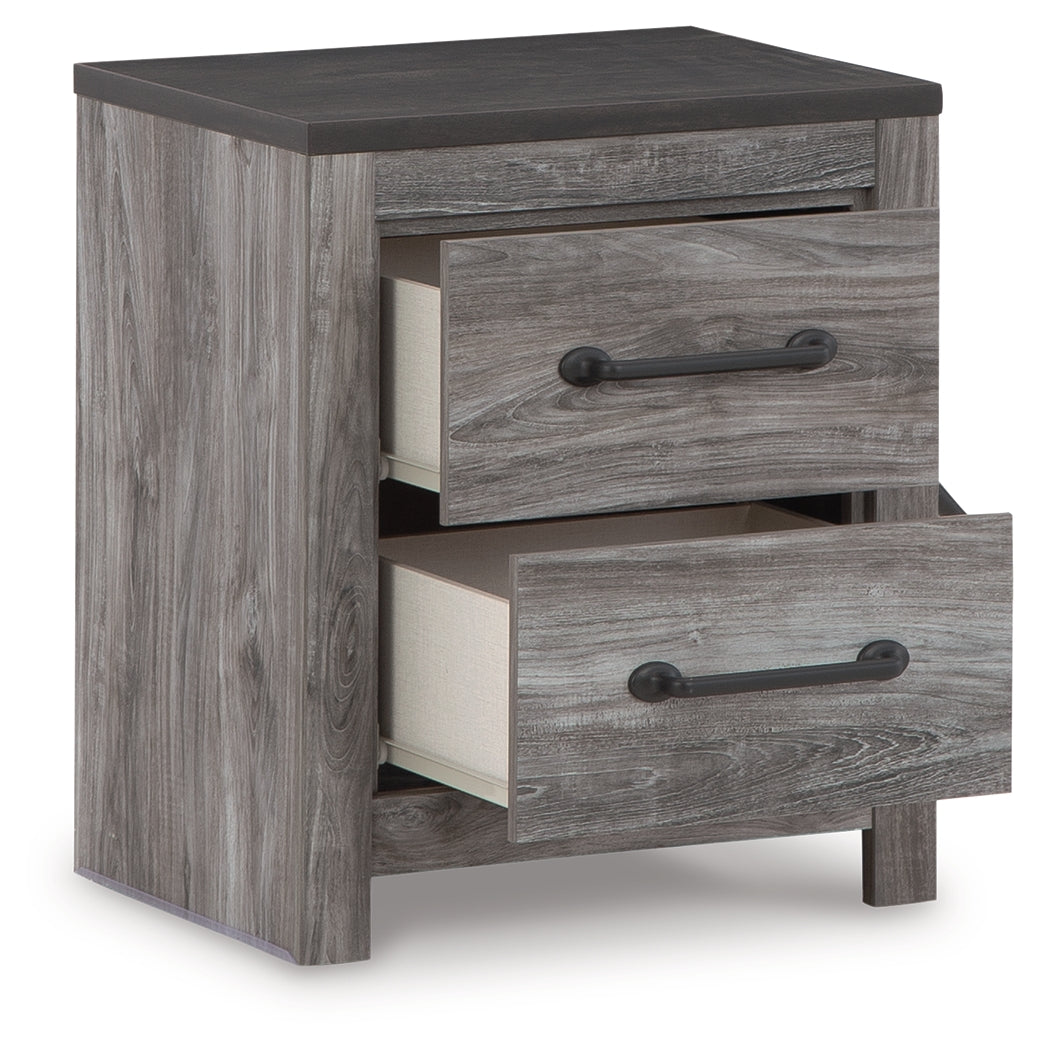 Bronyan Dark Gray Queen Panel Bedroom Set with Dresser, Mirror and Nightstand