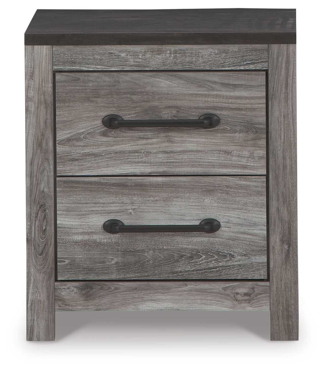 Bronyan Dark Gray Queen Panel Bedroom Set with Dresser, Mirror and Nightstand