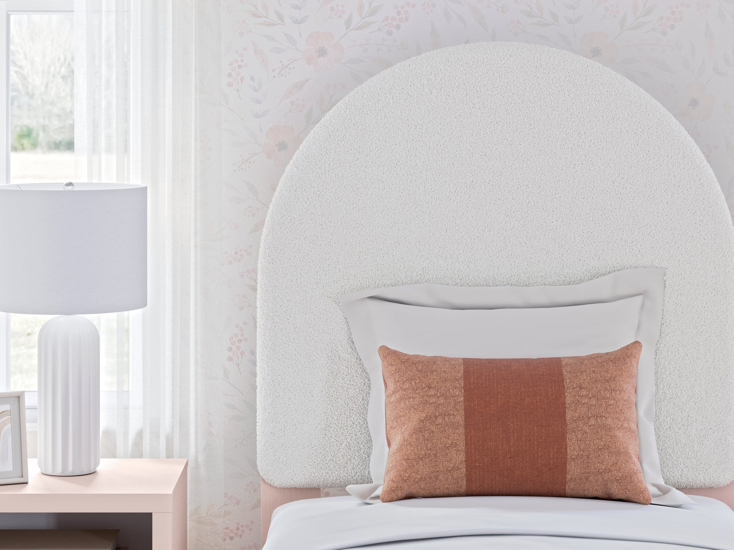 Wistenpine Blush Twin Upholstered Panel Headboard