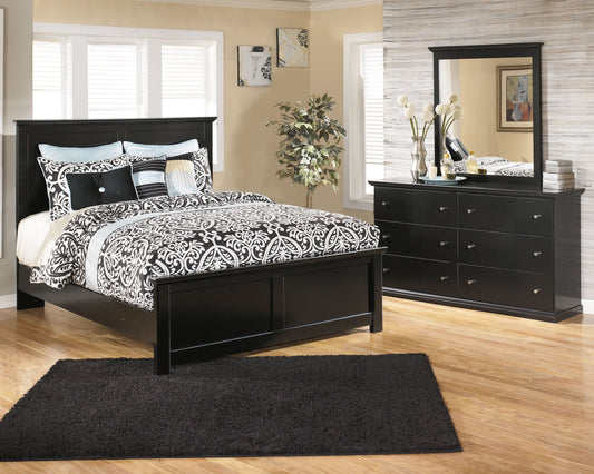 Maribel Black King Panel Bedroom Set with Dresser and Mirror