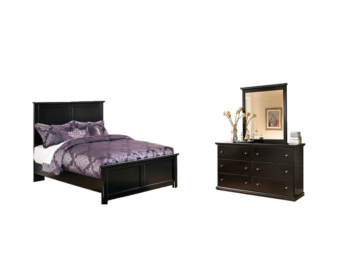 Maribel Full Panel Bedroom Set with Dresser and Mirror