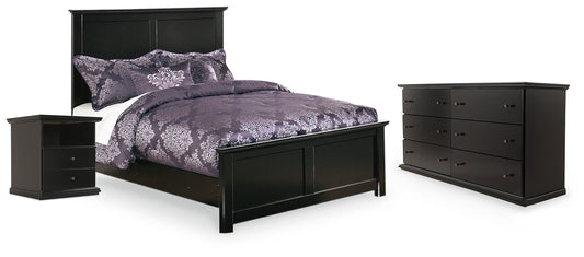 Maribel Black Full Panel Bedroom Set with Dresser and Nightstand