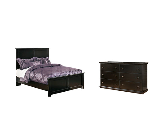 Maribel Black Full Panel Bedroom Set with Dresser