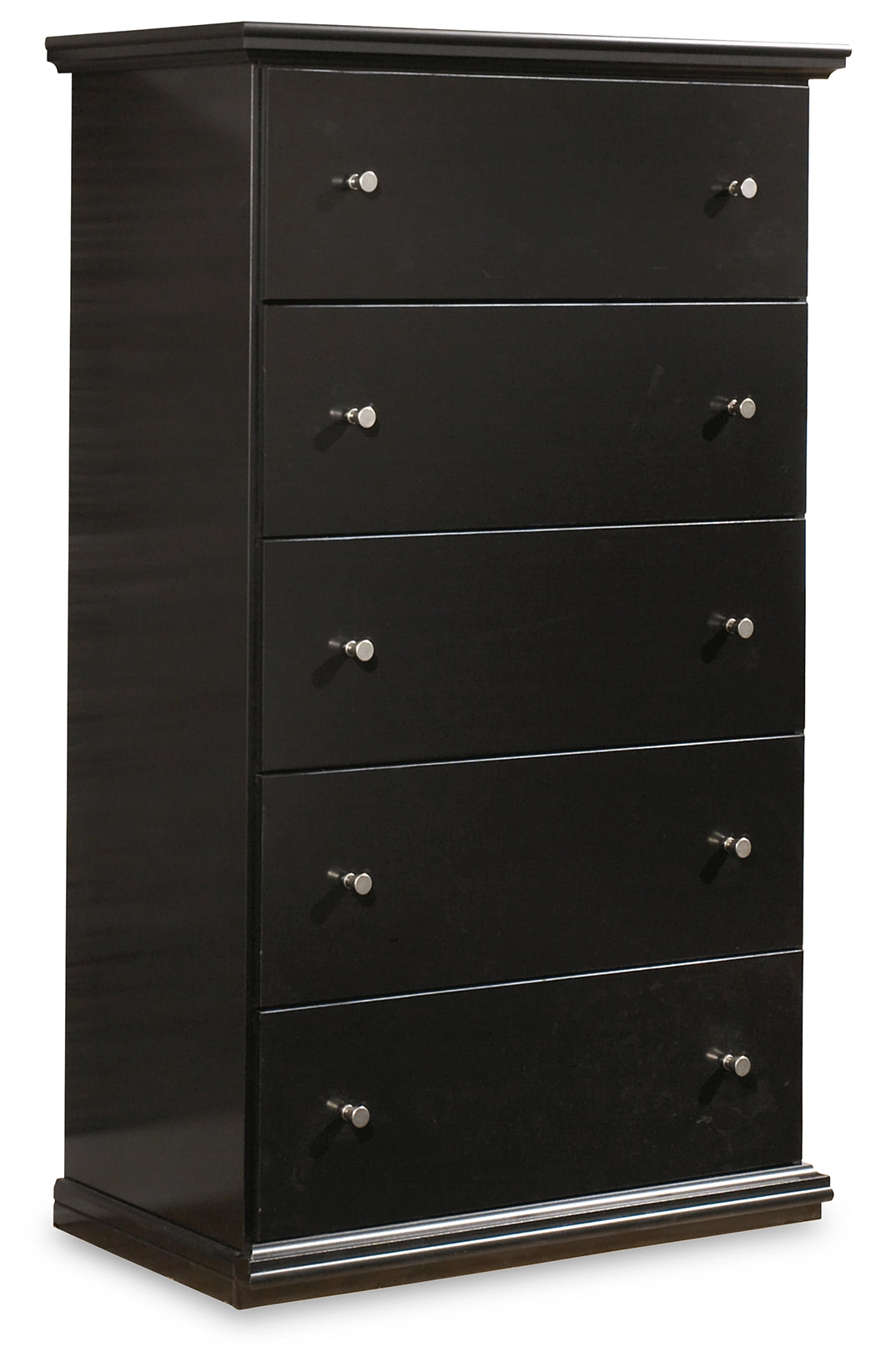 Maribel Black Queen Panel Bedroom Set with Dresser, Mirror, Chest and 2 Nightstands