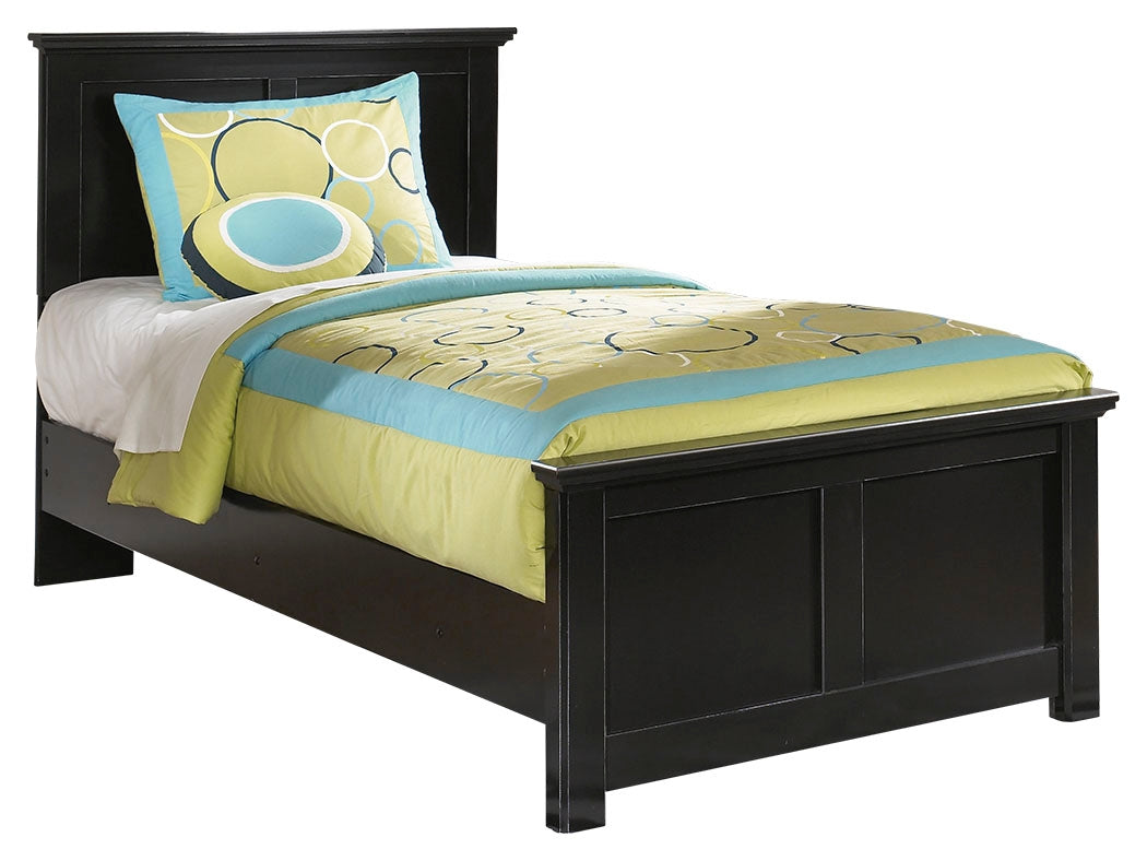 Maribel Black Twin Panel Bedroom Set with Nightstand