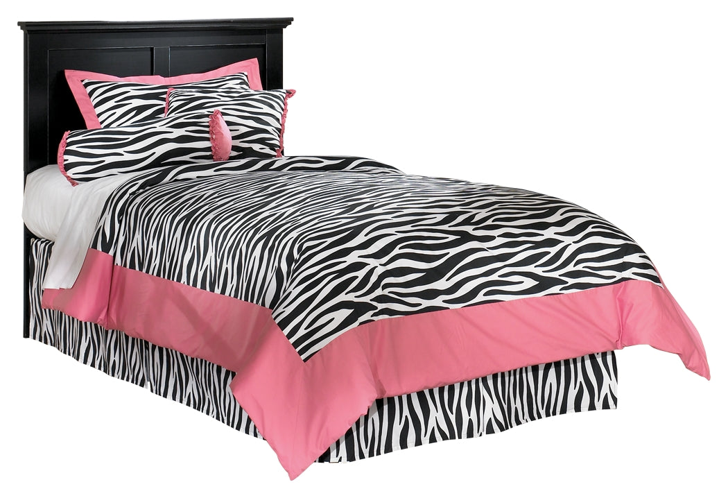 Maribel Black Twin Panel Headboard with Metal Bed Frame